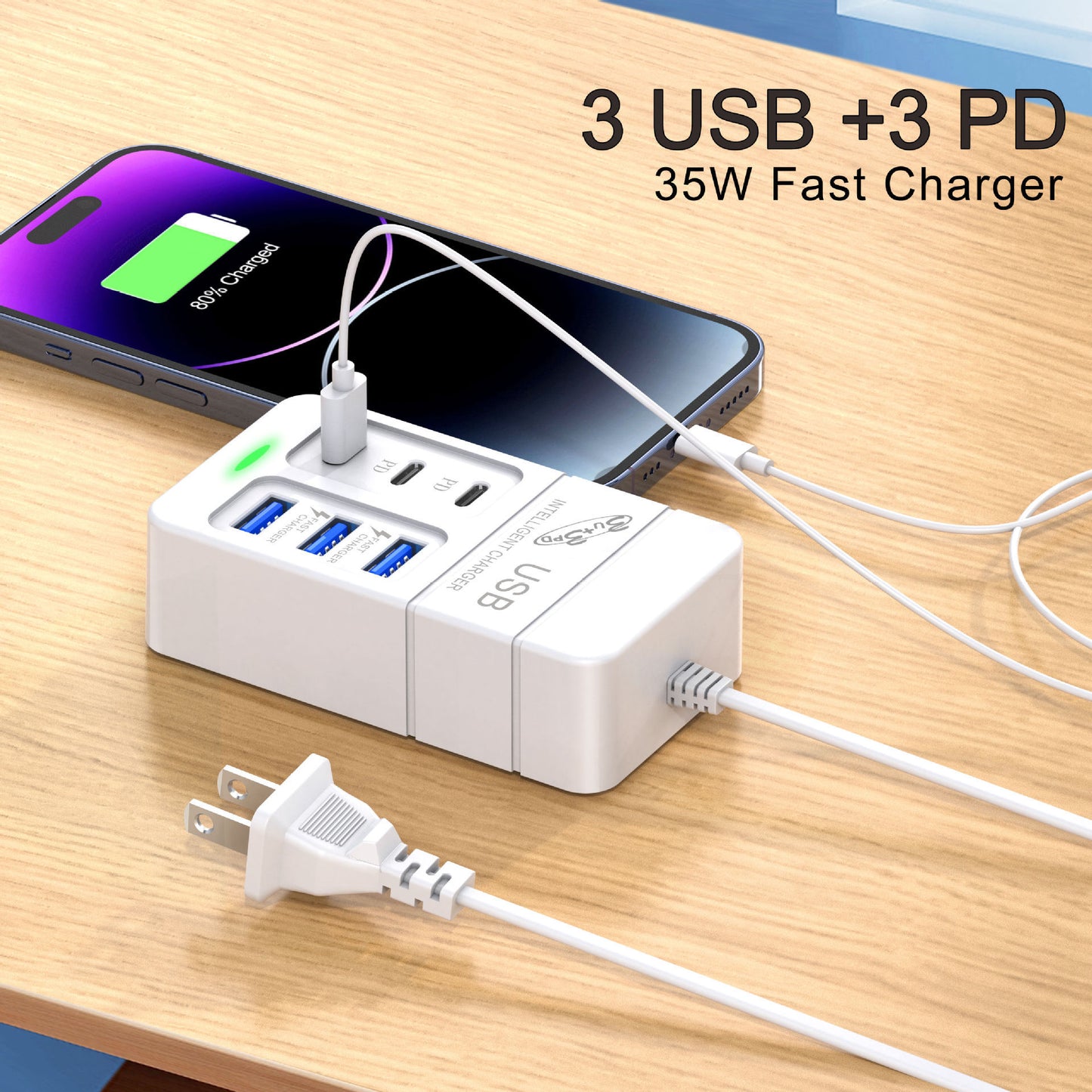Mountable Power Strip Mobile Phone Charger