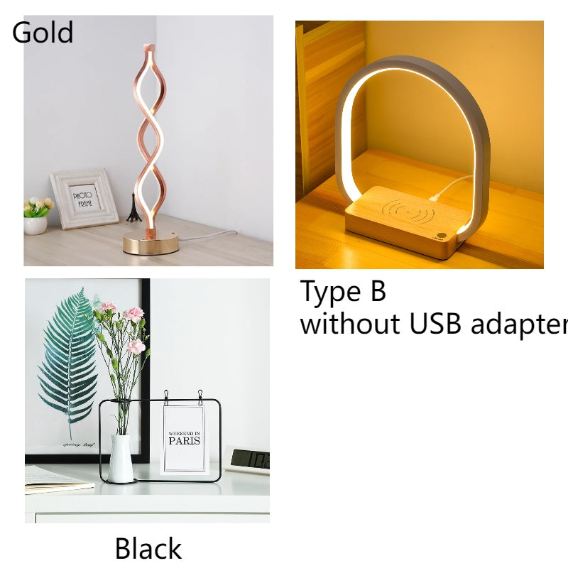 Wave Type LED Desk Lamp Plug-in Three-color Temperature Desk Lamp