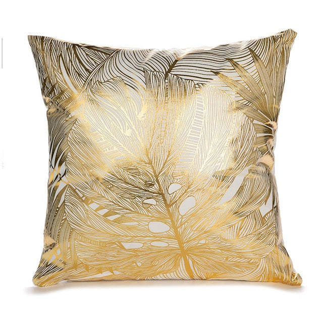 Elegant White and Gold Decorative Pillow Covers