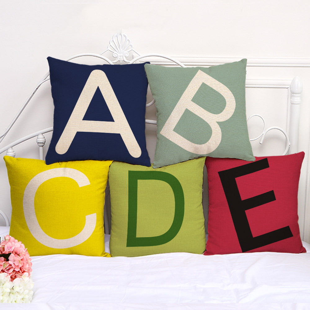 Colored English Letter Printing Pillowcase