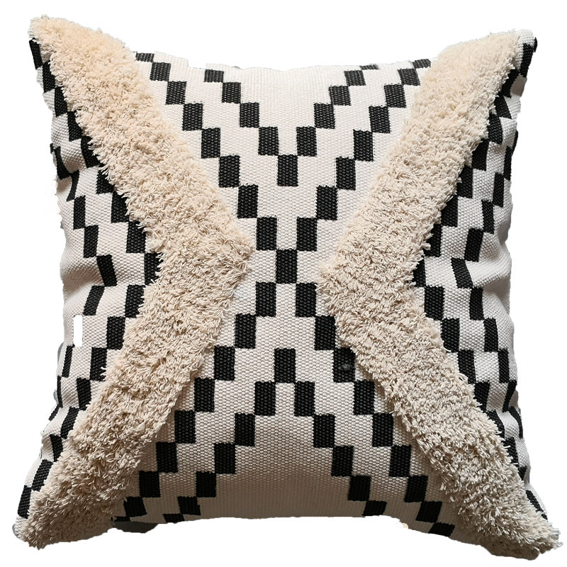 Japanese Original Wood Style Mid-vintage Tassel Cushion Cover Bedside Knitted Cushion