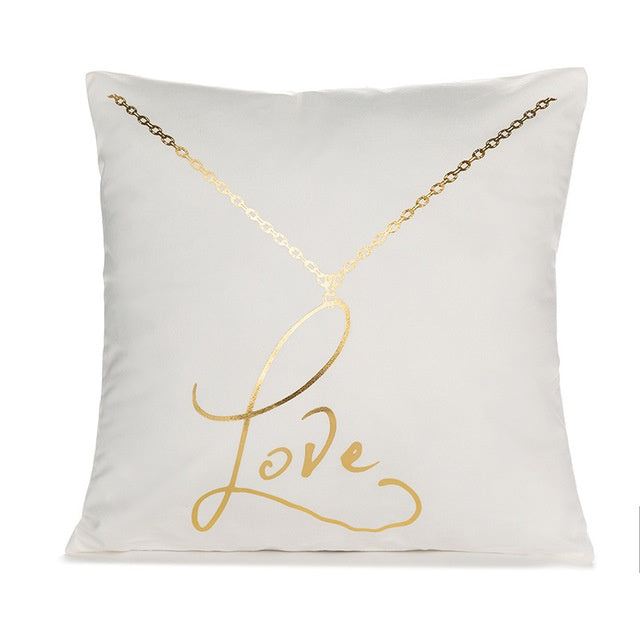 Elegant White and Gold Decorative Pillow Covers