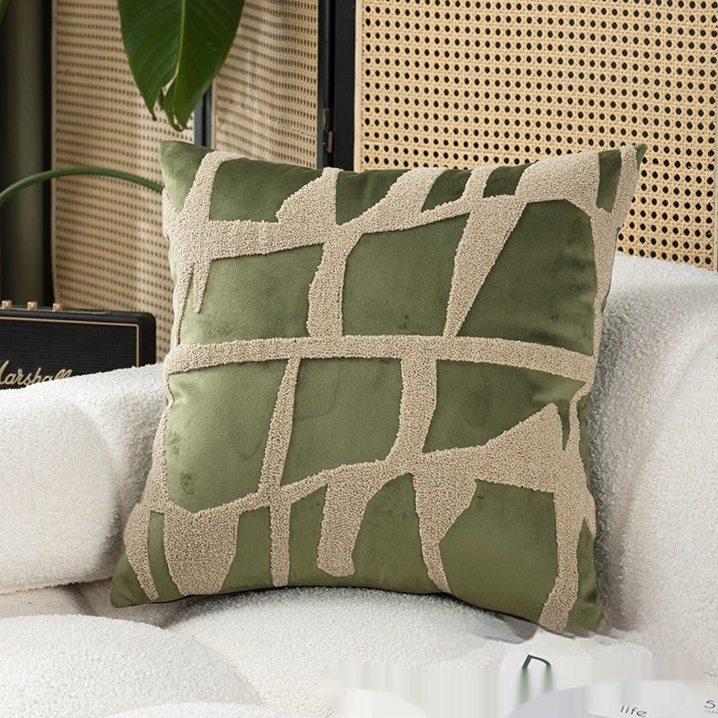 Modern Simple Embroidery Light Luxury Geometric Square Pillow Cover