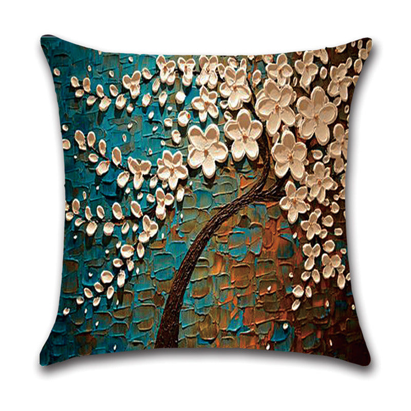 Pillow Cover Linen Autumn Deciduous Landscape Beautiful Art Reddish Yellow White