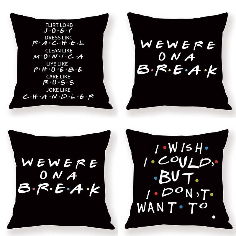 Designer's FRIENDS Black English Letter Pillow Cover Only