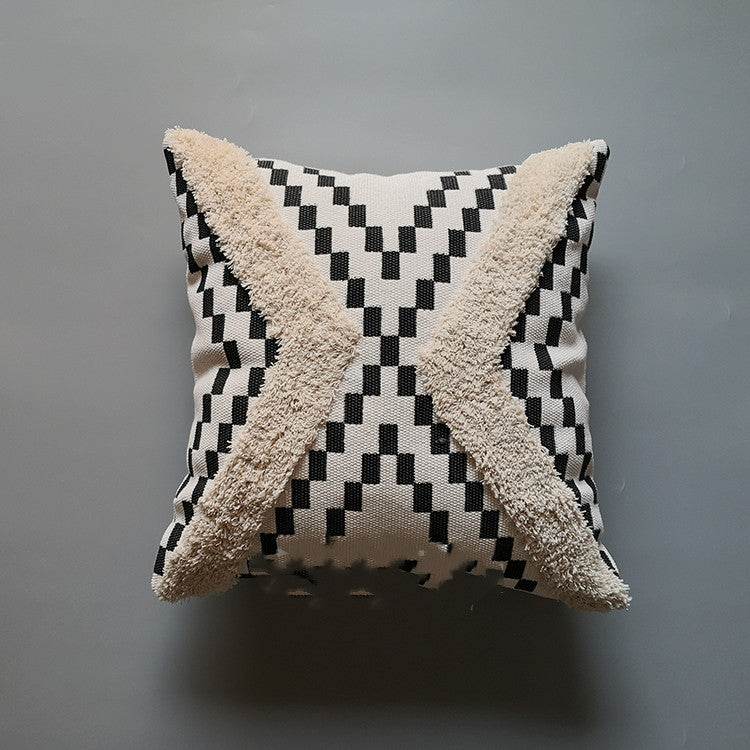 Japanese Original Wood Style Mid-vintage Tassel Cushion Cover Bedside Knitted Cushion