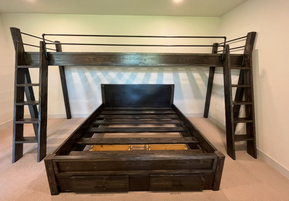 Moab Triple Custom Bunk Bed with 2 Drawers