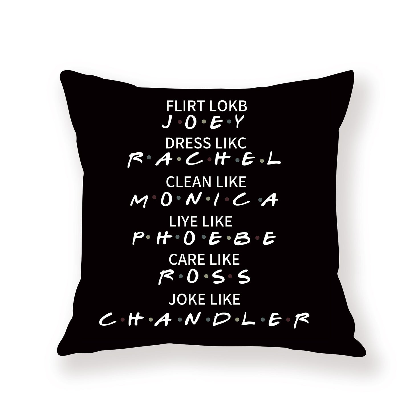 Designer's FRIENDS Black English Letter Pillow Cover Only