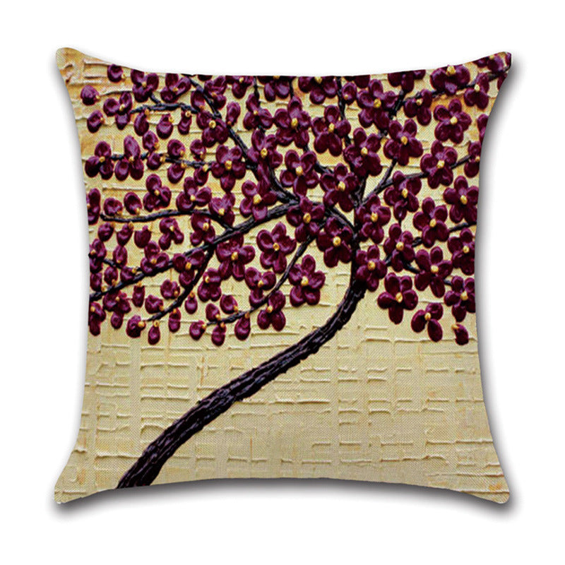 Pillow Cover Linen Autumn Deciduous Landscape Beautiful Art Reddish Yellow White